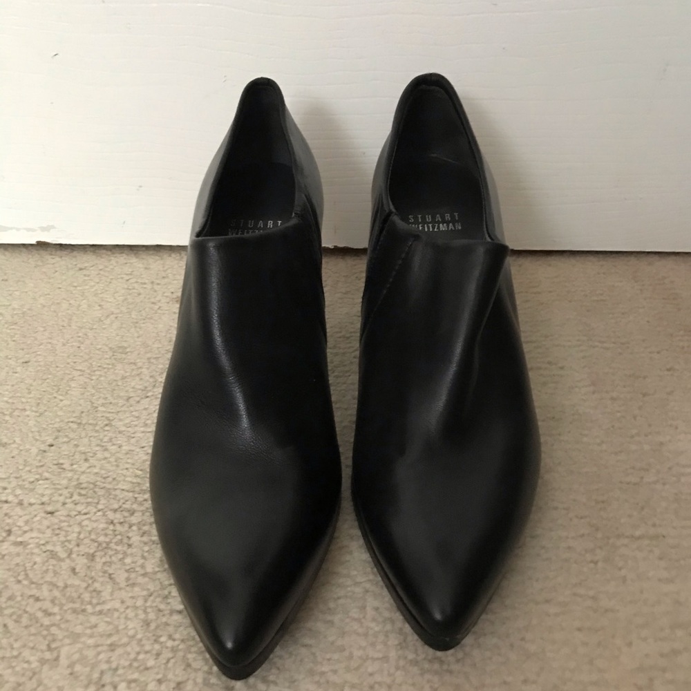 Stuart Weitzman black low ankle bootie heels